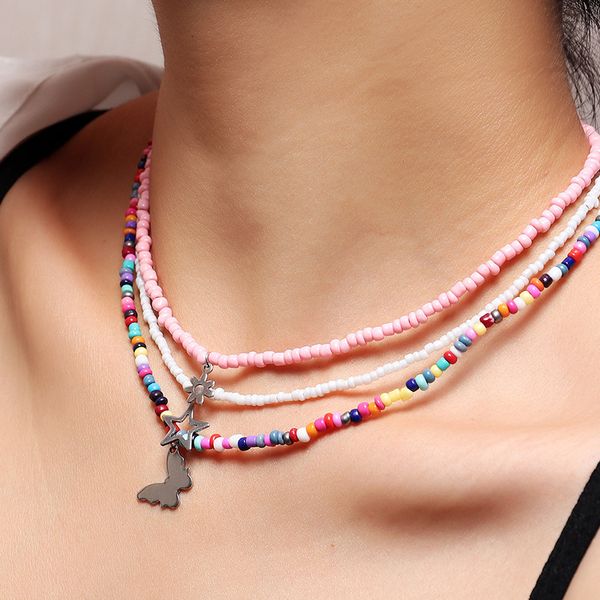 

nz1864 jewelry summer beach style butterfly necklace for women, Silver