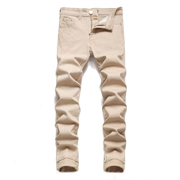 

men's jeans arrival hip hop skinny casual pants slim fit stretch streetwear denim trousers for male solid color size 29-38, Blue
