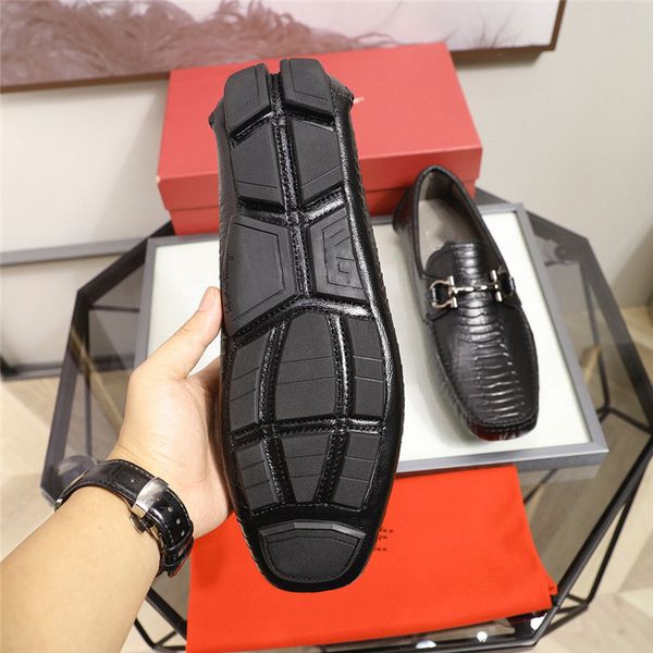 

luxury designer sheos 2020 men dress shoes business office lace-up loafers casual driving shoes men's flat party leather shoes, Black