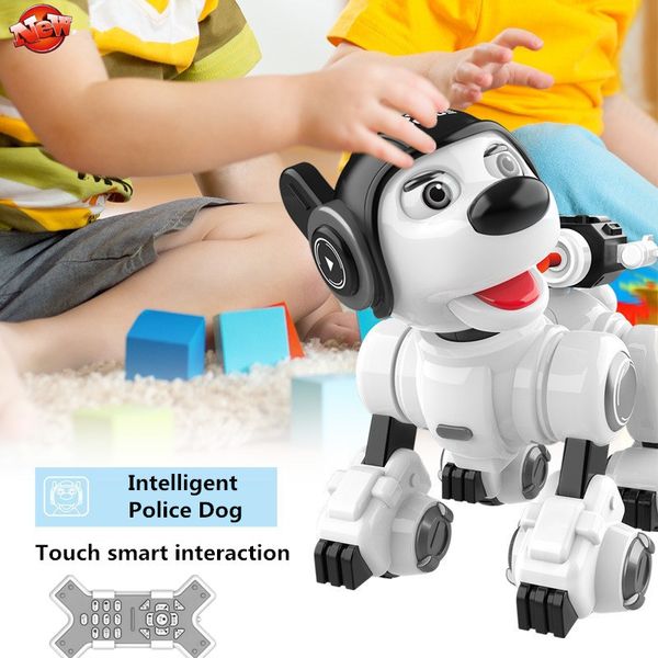 

infrared remote control intelligent mechanical police dog boy gift touch induction singing dancing launching soft bullets rc dog