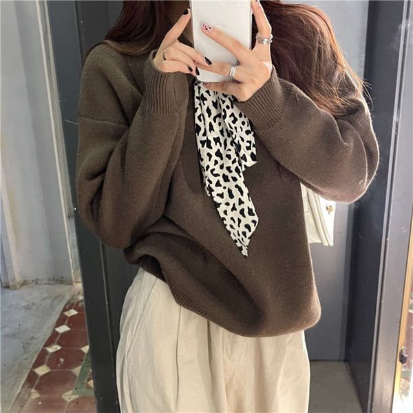 

autumn and winter loose sweater round neck casual sweater fashion, White;black