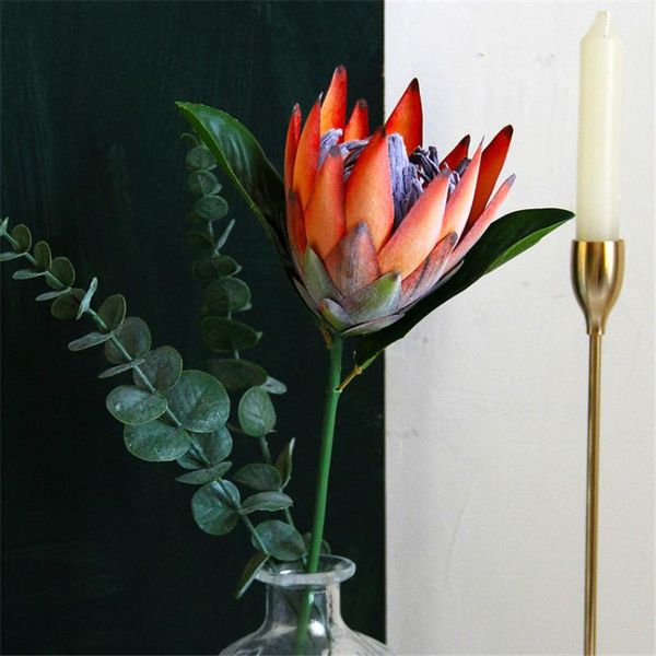 

decorative flowers & wreaths africa protea cynaroides branch artificial with fake leaves flores artificiales home garden decoration