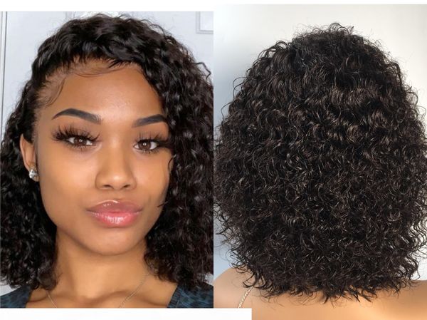 

pre plucked hairline lace front bob human hair wigs brazilian peruvian malaysian indian deep wave virgin hair wigs natural black for women, Black;brown