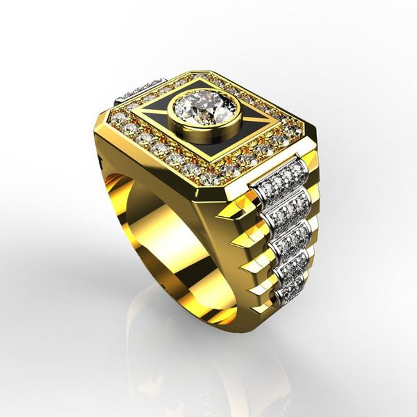 

wedding rings classic luxury men's gold crystal zircon white gem engagement cocktail party women men lover's gifts jewelry, Slivery;golden