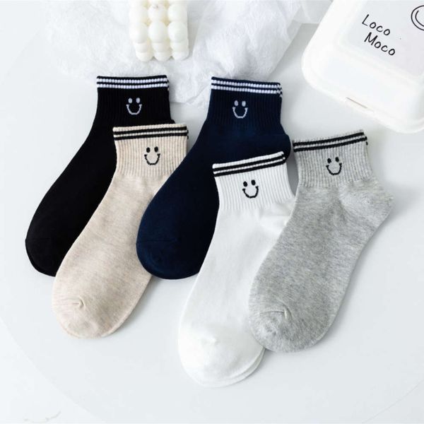 

in spring and of version cotton smiling face short small fresh color breathable, Black;white