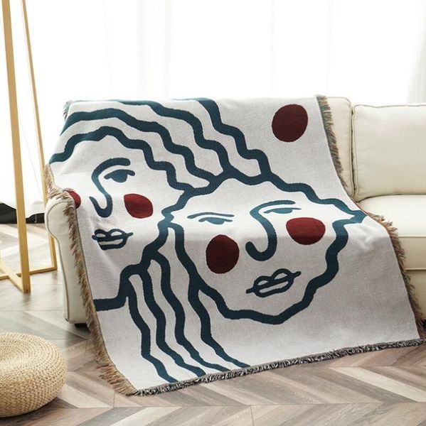 

carpets abstract style sofa throw blanket cotton thread knitted with tassel geometry kilim cover bed home decor