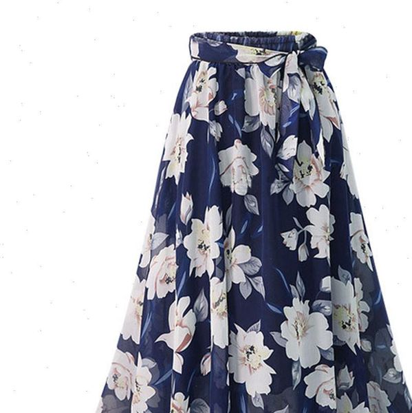 

fashion long skirts for women elegant plus size lace up printed flexible high waist a shaped beach casual skirts jul05, Black