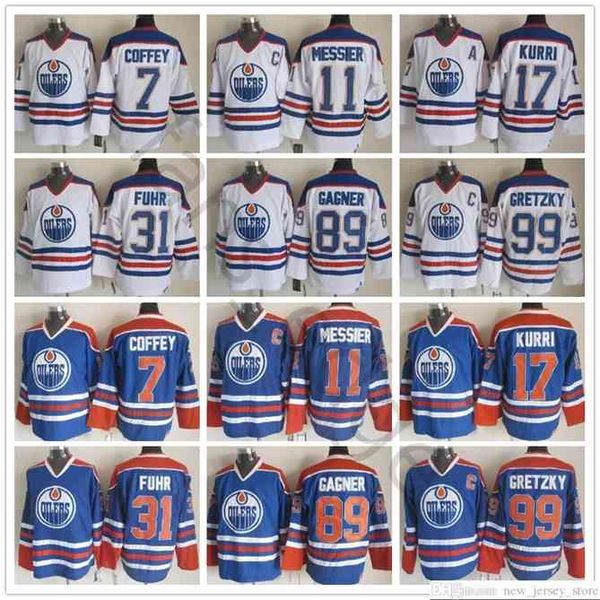 

96 Mens Edmonton Oilers Hockey Jersey 30 Bill Ranford 89 Sam Gagner Paul Coffey 17 Jari Kurri Grant Fuhr Wayne Gretzky Mark Messier Jerseys, Same as picture