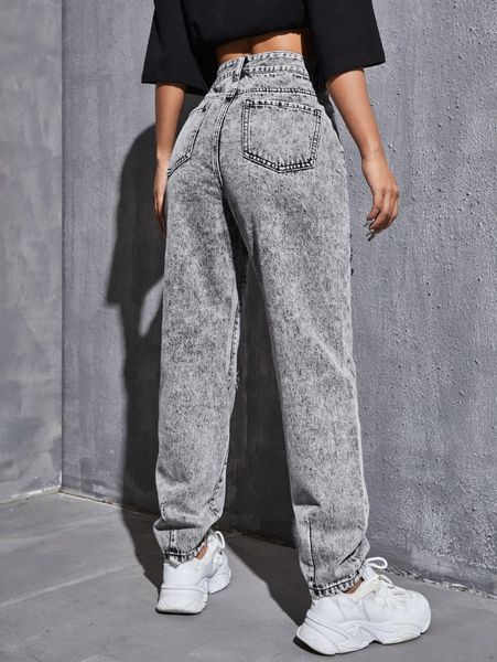 

high waist ripped straight leg jeans t4go#, Blue