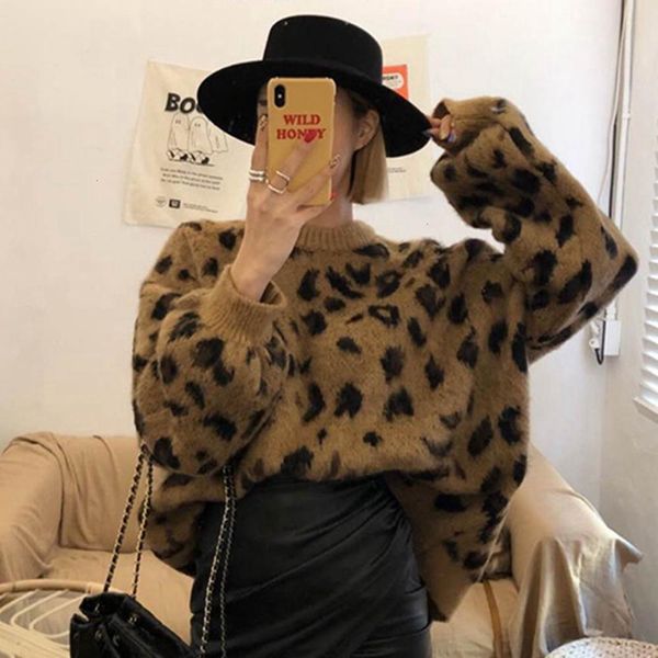

2021 winter warm mohair wool sweaters women pullover round collar knitting jumpers chic outerwear 9jg2, White;black