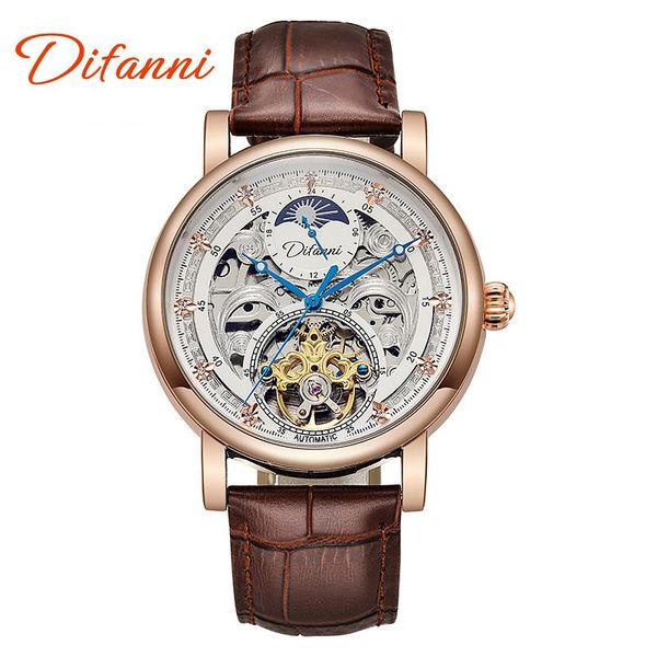 

wristwatches tourbillon watch fully automatic mechanical hollow perspective personality men watches gift business wristwatch, Slivery;brown