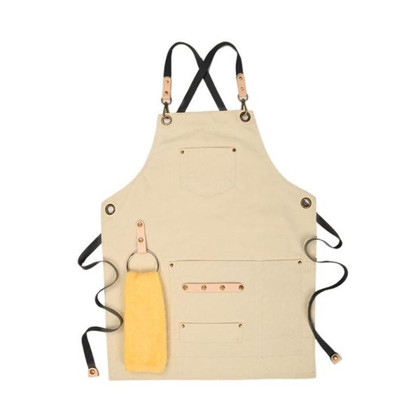 

chef apron cotton canvas cross back adjustable apron with pockets for women and u90a