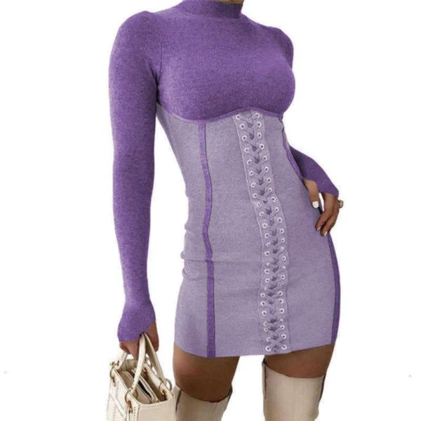 

winter collar and standing autumn q739 bandage women's dress, Black;gray