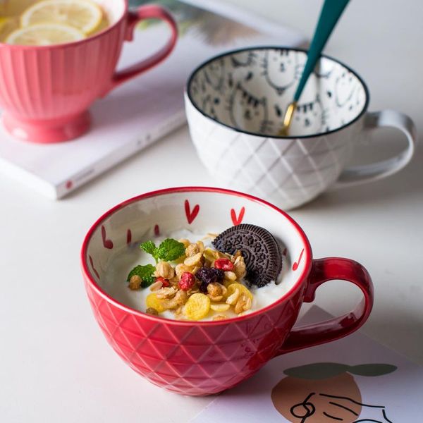 

mugs gizili ceramic coffee cup breakfast cereal cute milk household large capacity oatmeal mug drinkware home decor