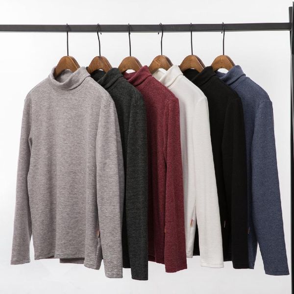 

men's sweaters autumn winter boys long sleeve thin sweater men high collar pullover warm turtleneck knitwear plus size, White;black