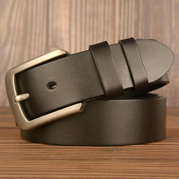 

belts 2021 men's belt head layer cowhide casual pin buckle smooth leather youth jeans, Black;brown