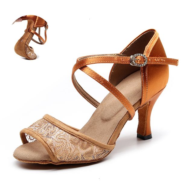 

2021 new girls lace latin dance sandals woman high heel salsa ballroom dancing shoes for women latino pracitce dance-shoes 3987 t2rl, Black