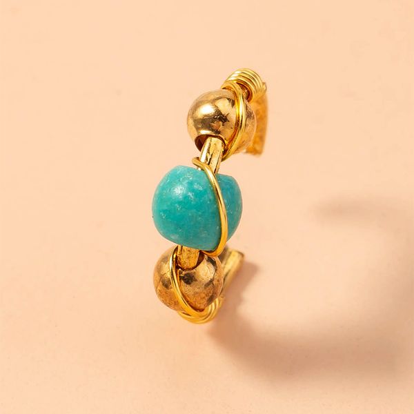 

ins bohemian selling sub green pine stone beads hand wound nose ring puncture jewelry women's accessories, Silver