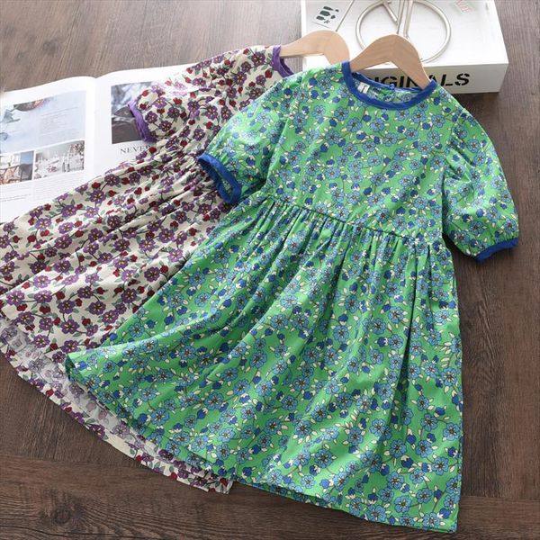 

keelorn girls flowers korean fashion girl dress kids summer clothes short sleeve children floral princess vestidos for, Red;yellow