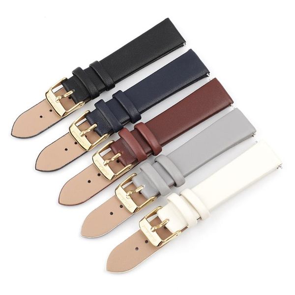 

watch bands genuine leather strap band 12mm 14mm 16mm 18mm 20mm black white color handmade stitching women replacement wristband, Black;brown