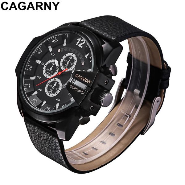 

wristwatches brand cagarny quartz watches men watch men's military leather wristband date sport relogios masculino d 6839, Slivery;brown