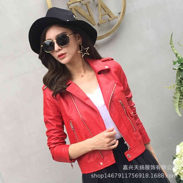 

leather jacket high fashion men belt small suit pu2018 autumn, Black