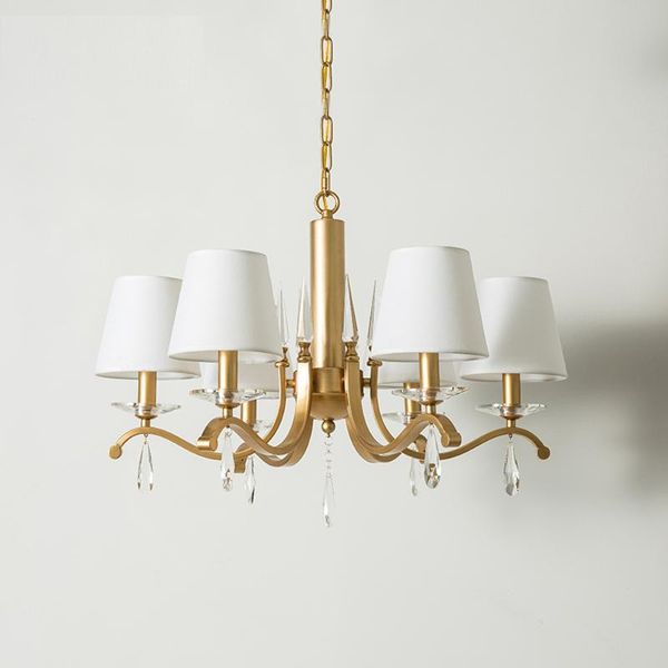 

chandeliers home european style gold chandelier crystal lighting white fabric lampshade led lights for