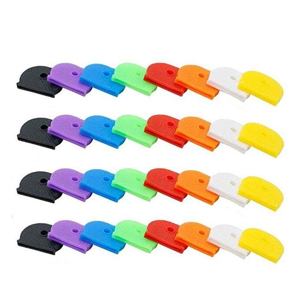 

keychains 32pcs key cap tags label id silicone coding color identifier cover 8 colors, Silver