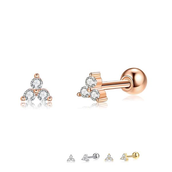 Stud ZEMIOR orecchini in argento Sterling 925 genuini per donna 3 colori cristalli trasparenti zircone triangolo ciondolo gioielli regalo