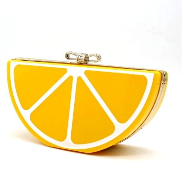 

new fashion acrylic lovely fruit style orange banquet hand bag