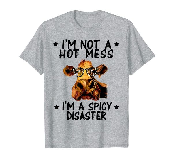 

i'm not a mess i'm a spicy disaster cow t-shirt, White;black