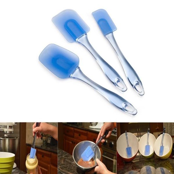 

baking & pastry tools 3pcs silicone cake cream scraper oil trowel shovel batter spatula mixer long handled models spatulas