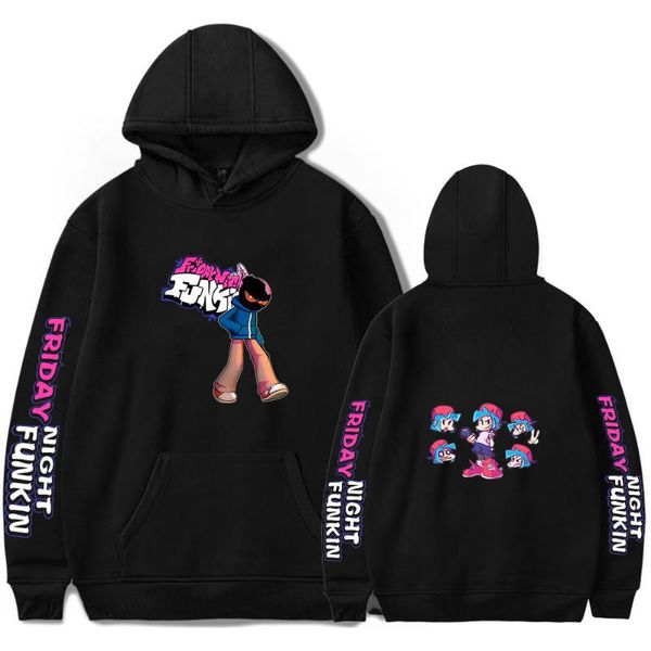 

men's hoodies & sweatshirts 2021 game friday night funkin print men harajuku streetwear sweatshirt loose hooded clothes, Black