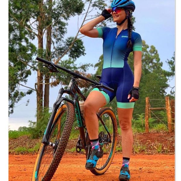 

racing sets gradient blue womens short sleeve cycling speedsuit xama pro team race apparel macaquinho ciclismo feminino ropa mujer, Black;blue