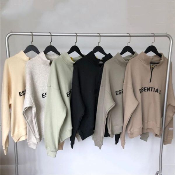 

2021aw reflective fog essentials half-zip sweatshirt men women 1:1 hoodie crewneck, Black