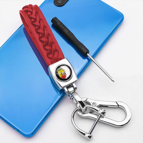 

keychains for abarth- 500 595 1100 stilo ducato palio car accessories decorative red key ring business leather braided rope keychain, Silver
