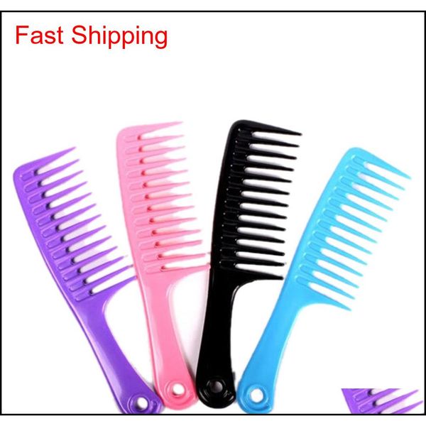 

wholesale- candy colors 23.8cm handgrip barber hairdressing haircut comb plastic wide tooth hair combs hairsty jllthr xhhair, Silver