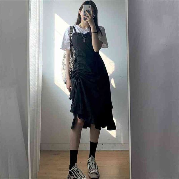 

summer gothic black y2k women dresses spaghetti strap vintage evening party one piece korean harajuku, Black;gray