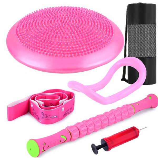 

resistance bands portable yoga supplies set disc stretch belt circle massage stick 6pcs for muscle relaxation and training
