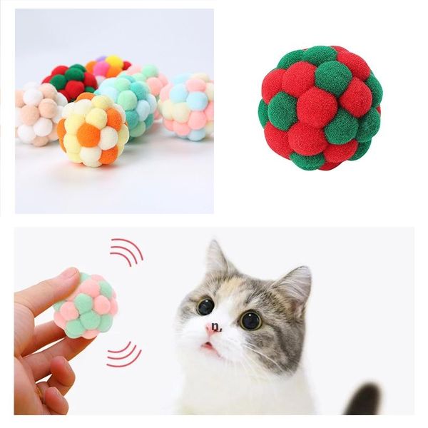 Pet Supplies Bell Ball Gato Brinquedos Bouncy Bola Gatinho Brinquedo Interativo 4cm Cats Treinamento com Bell Ring Jogando Chew Balls RRA10946