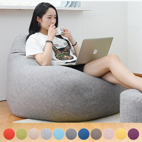 

chair covers removable large lazy sofas cover chairs without filler cotton linen lounger seat bean bag pouf puff couch tatami living room