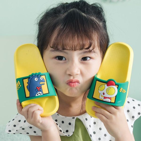 

slipper summer children slippers for boys girls beach sandals baby house home pvc flat flip flop kids non-slip bathroom shoes, Black;grey
