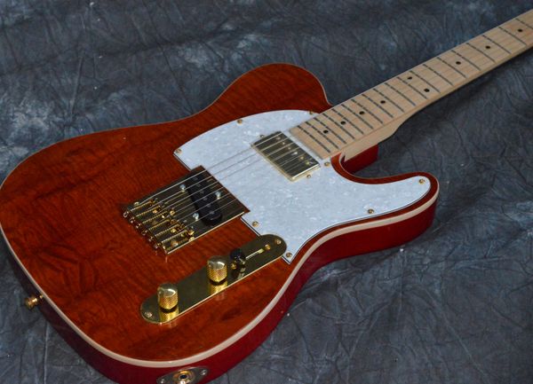 

factory tele electric guitar body basswood fingerboard maple white pickguard flame maple gold hardware