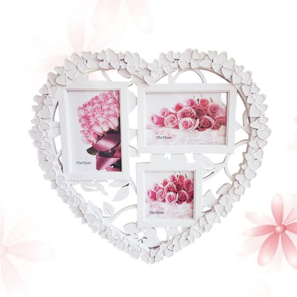 

frames decorative white wall hanging heart shape collage picture frame (white)