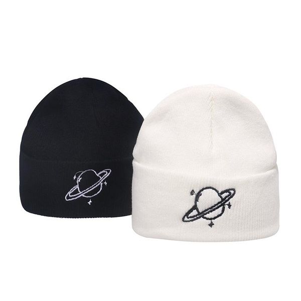 

beanies winter knitting caps adults space windproof keep warm hat men women punk hip hop hats fashion street trend white black