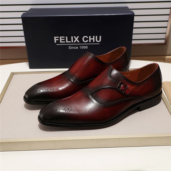 

3 colors european style gentleman monk strap formal shoes pointed toe men dress loafers shoes for male party buckle strap shoe, Red;white
