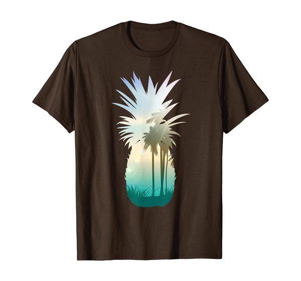 

cool graphic pineapple sunset palm tree beach t-shirt, White;black