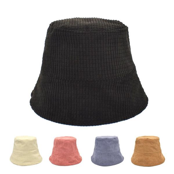 

wide brim hats solid color corduroy winter caps fashion casual bucket for women outdoor warm fisherman, Blue;gray