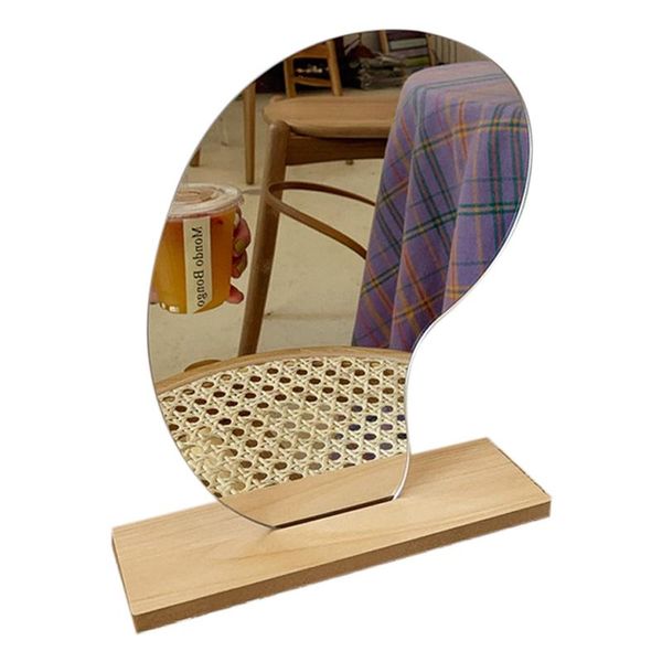

compact mirrors makeup mirror ins irregular acrylic wooden base cosmetic dresser beauty tools