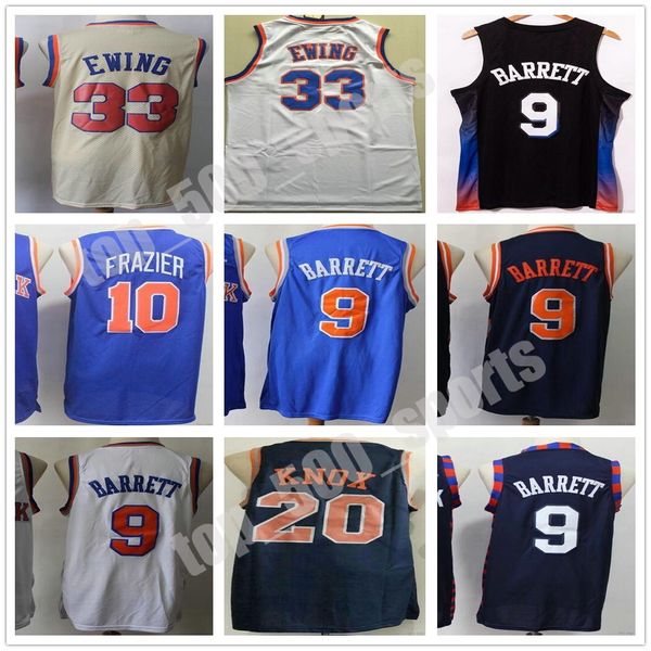 

wholesale mens retro vintage classic patrick 33 ewing walt 10 frazier basketball jersey blue white ncaa rj 9 barrett kevin 20 knox jerseys, Black;red